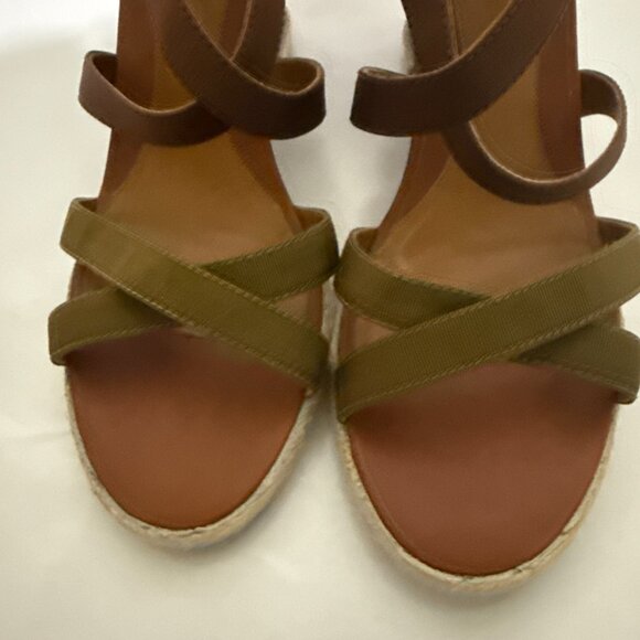 Fendi Wedge Cross Strap Sandal - Leather and canvas with zip back -sz 41 (US 11) - Picture 8 of 15